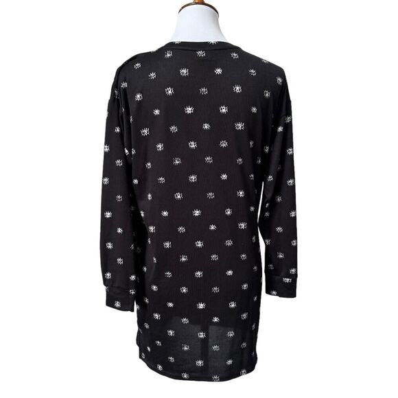 🍀Jenni Pajama Sleep Shirt Black All Seeing Eye Stretch Pocket Pullover SMALL - Picture 2 of 9
